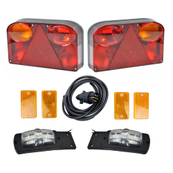 Zestaw lamp swiateł do przyczepki +odblaski 7 pin